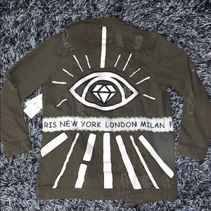 Olive Graphic Denim Jacket